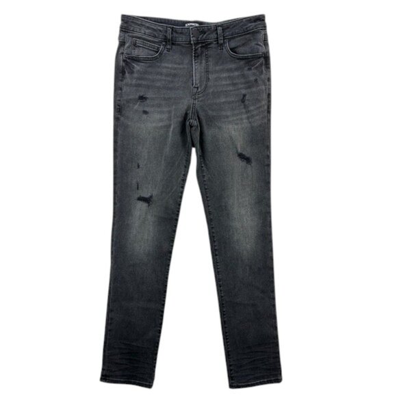 Express Men’s 29x32 Black Slim Fit Distressed Jeans Faded Stretch Denim Pants - Picture 1 of 14